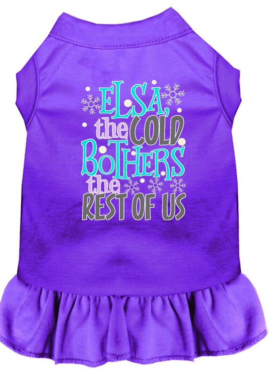 Elsa, the Cold Screen Print Dog Dress Purple XS